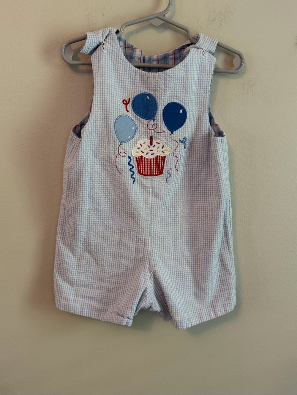 The Bailey Boys Birthday Cupcake and Airplane Reversible Jon Jon